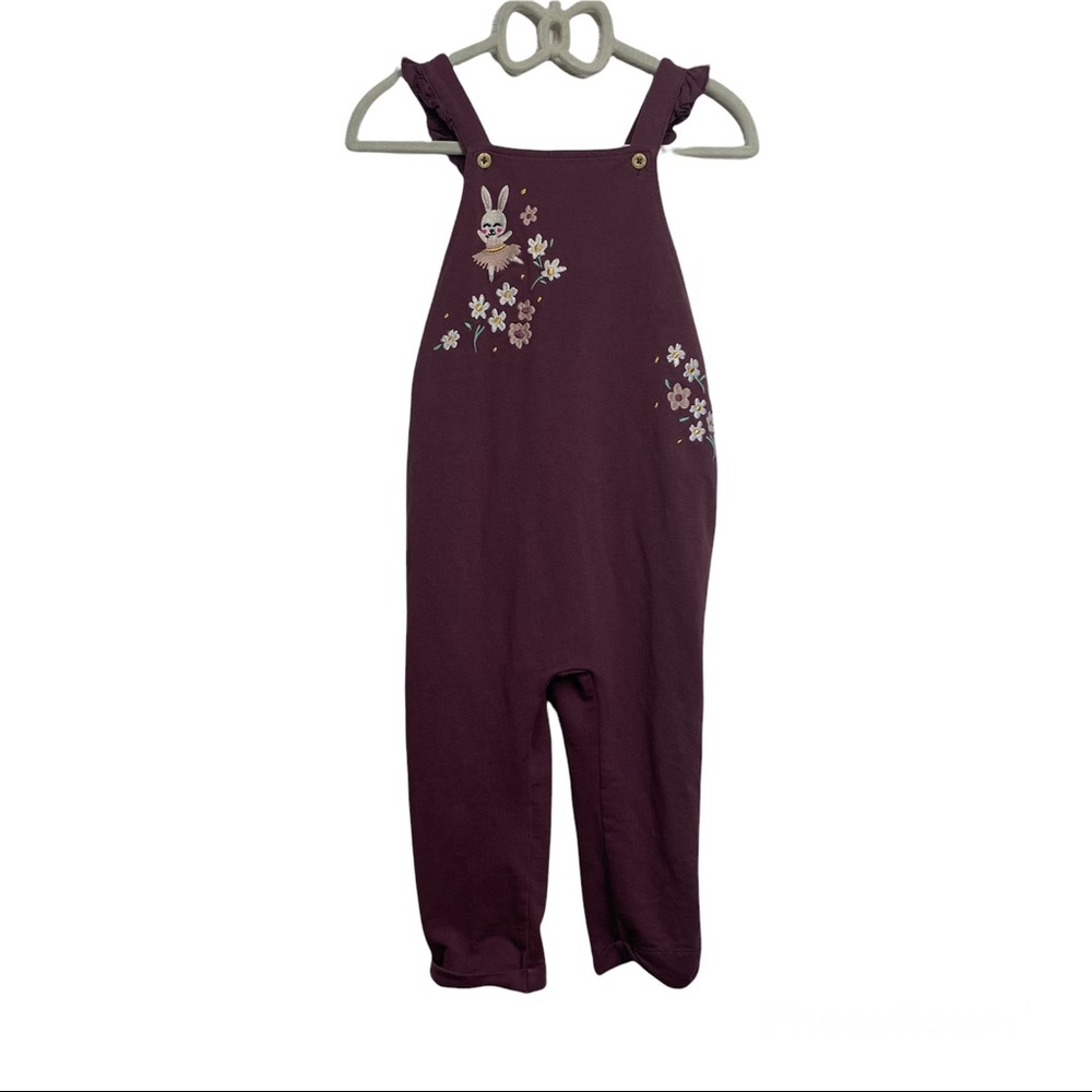 H&M Purple Bunny floral Easter Jumpsuit 1.5-2year